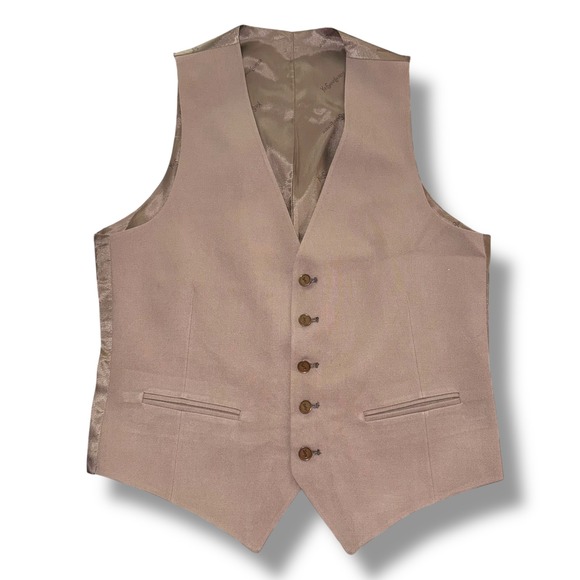 Yves Saint Laurent Vest Mens Taupe Bronze Classic Formal YSL Buttoned Waistcoat - Picture 1 of 8